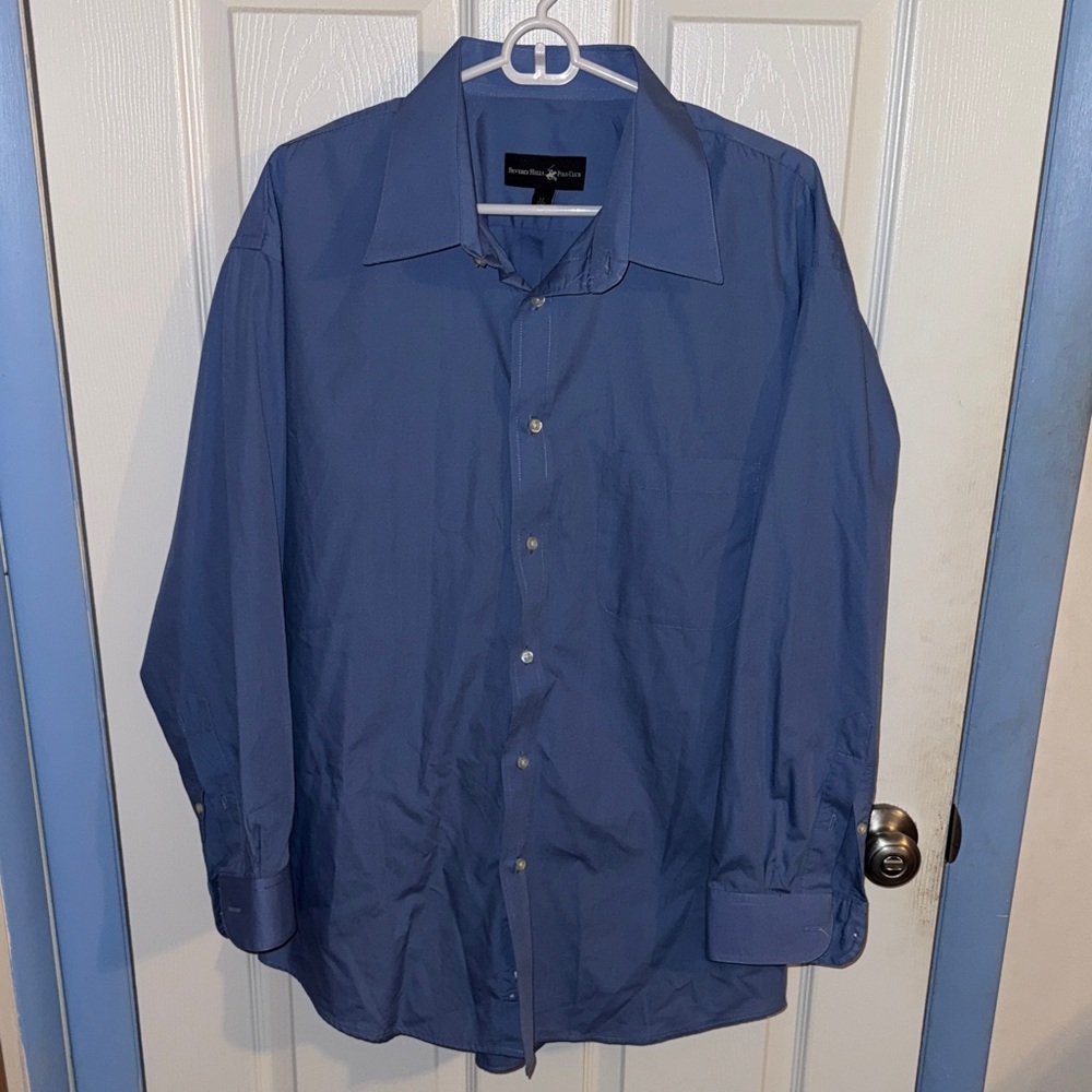 Beverly Hills Polo Club Men's Blue Dress Shirt